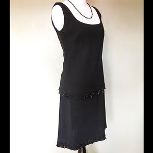 Vintage swanky Mad Men 60s black beaded dress set
